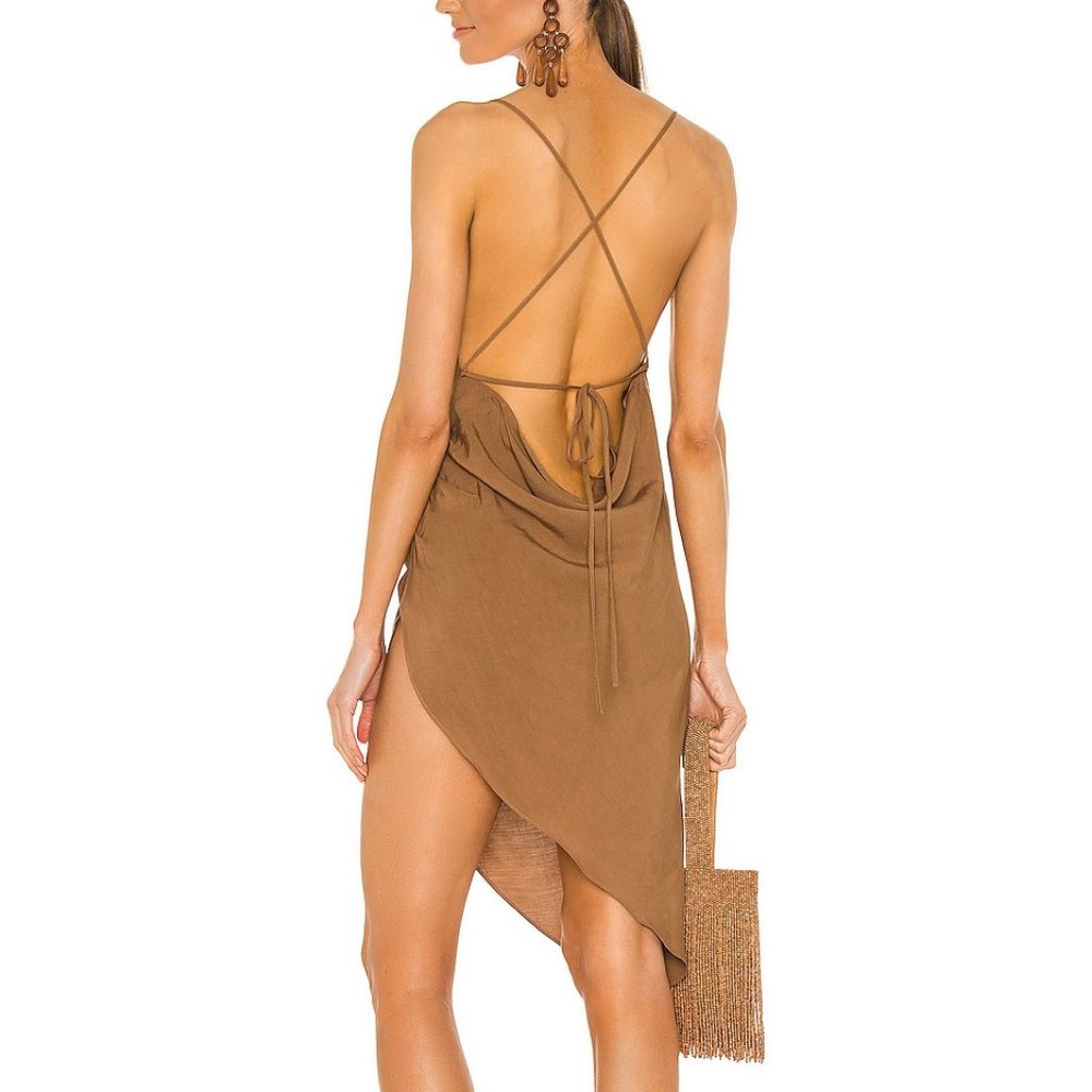 Amanda Uprichard Open Back, Pleated Side Asymmetrical Dress - Sz M